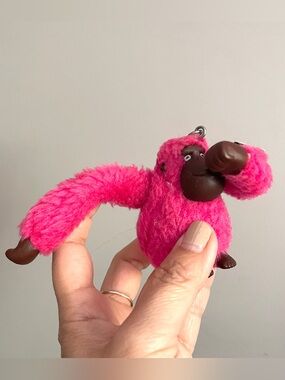 Kipling Hot Pink "Ari" Monkey Gorilla Plush Keychain - 2.5"